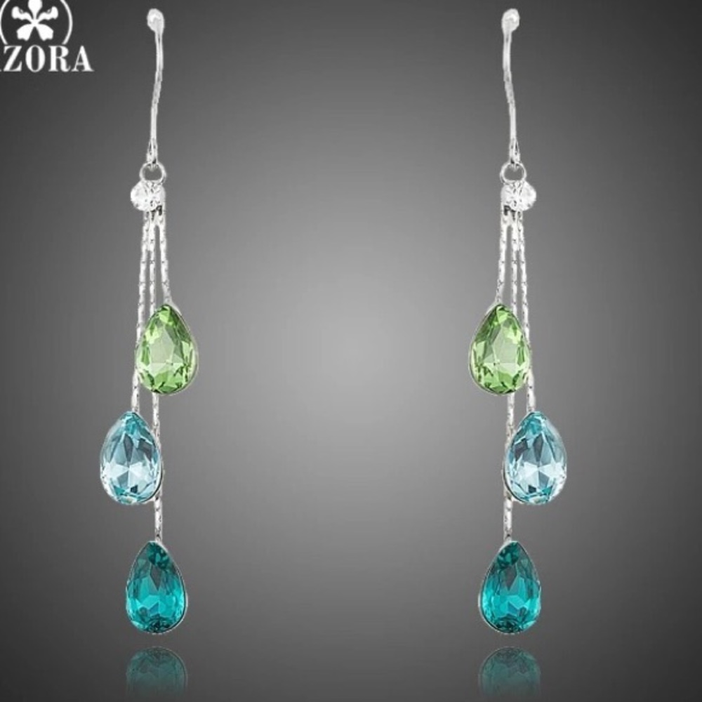 Sterling Austrian Crystal Water-Drop Earrings